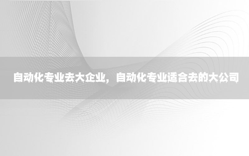 自動化專業(yè)去大企業(yè)，自動化專業(yè)適合去的大公司