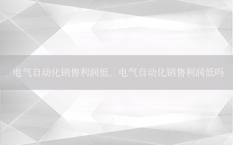 電氣自動化銷售利潤低，電氣自動化銷售利潤低嗎