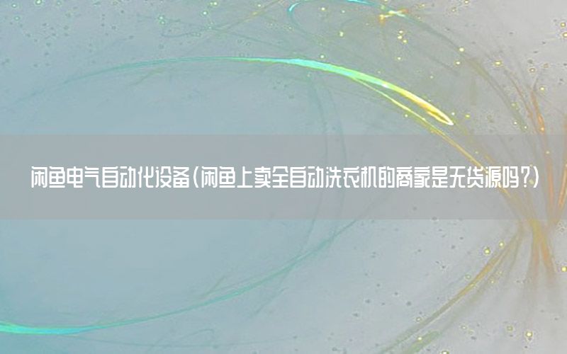 閑魚電氣自動化設備（閑魚上賣全自動洗衣機的商家是無貨源嗎？）